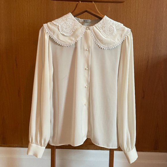Vintage lace collar blouse - Picture 1 of 5